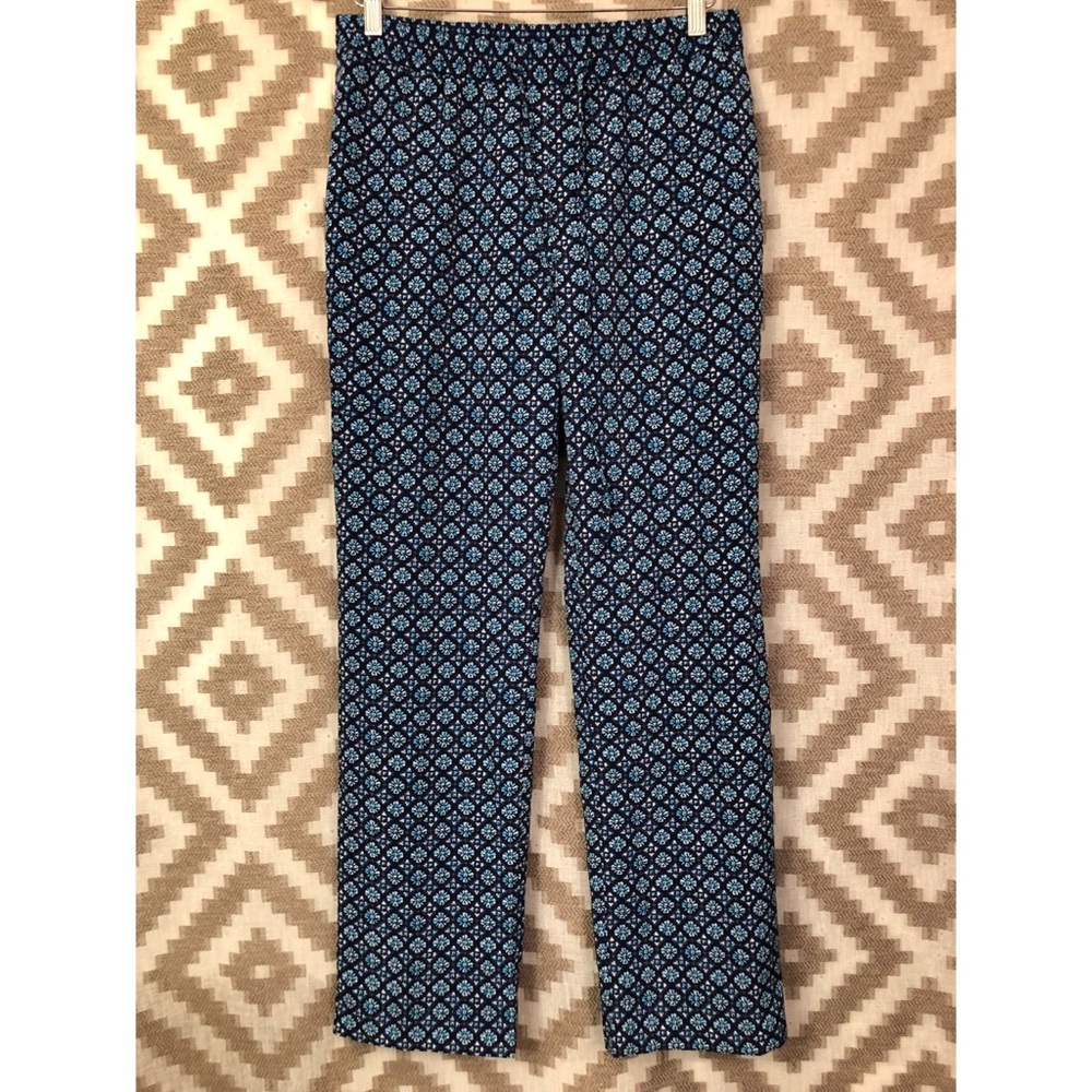 Talbots Blue Elastic Pull On Floral Silky Pants! - Picture 1 of 8